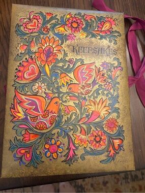 Hallmark vintage Keepsakes Floral Folk Art Keepsake Box - Vibrant Pink & Orange
